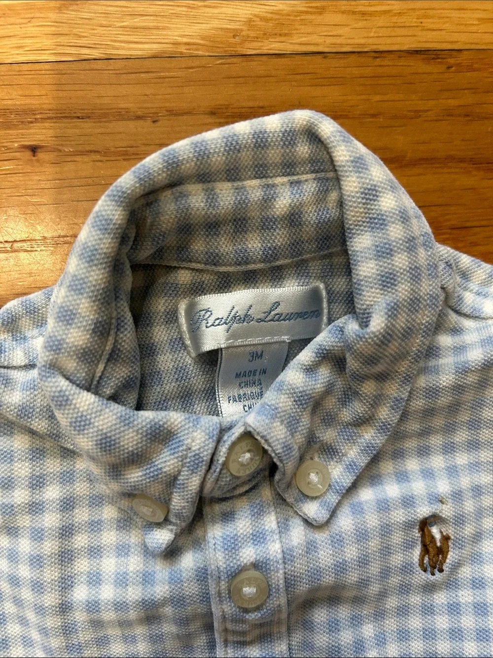 Ralph Lauren Light Blue & White Gingham Button-Down Romper
